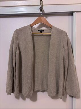 Eileen Fisher Open Cardigan Size XL Metallic Knit Career Teacher Event Holidays